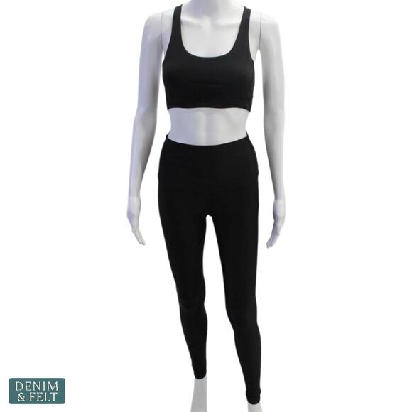 Lululemon Black Sports Bra Size 6 & High-Rise Leggings Size 4 Activewear Set - Picture 1 of 8